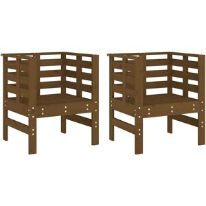 vidaXL Gartensessel-Set - 2 Kiefernholzbänke in Honigbraun vidaXL Gartensessel-Set - 2 Kiefernholzbänke in Honigbraun