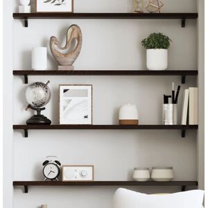 vidaXL Wall Shelf Dark Brown 100x10x2 cm Solid Oak - Wall Shelf vidaXL Wall Shelf Dark Brown 100x10x2 cm Solid Oak - Wall Shelf