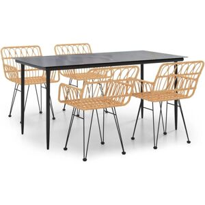 vidaXL Garden Dining Set - Poly Rattan - Brown - 160x80x74cm vidaXL Garden Dining Set - Poly Rattan - Brown - 160x80x74cm