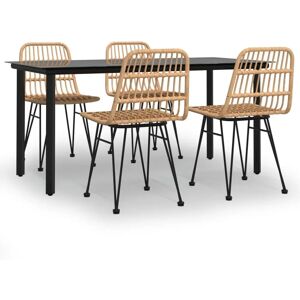 Maisonchic - Garden Dining Set 5 pcs Synthetic Rattan - Brown - Garden Furniture Maisonchic - Garden Dining Set 5 pcs Synthetic Rattan - Brown - Garden Furniture