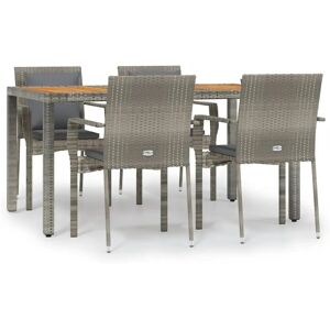 Set da Pranzo da Giardino Maisonchic - 5 Pezzi, Grigio, Cuscini, Rattan Set da Pranzo da Giardino Maisonchic - 5 Pezzi, Grigio, Cuscini, Rattan