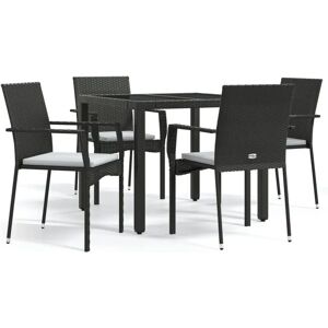Maisonchic 5-teiliges Gartentisch-Set - Schwarz - Außenmöbel Maisonchic 5-teiliges Gartentisch-Set - Schwarz - Außenmöbel