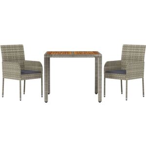 Maisonchic Set da Pranzo da Giardino 3 Pz Grigio - Set da Pranzo Maisonchic Set da Pranzo da Giardino 3 Pz Grigio - Set da Pranzo