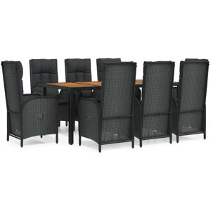 vidaXL Garten Essgruppe 9-tlg. Schwarz mit Kissen vidaXL Garten Essgruppe 9-tlg. Schwarz mit Kissen