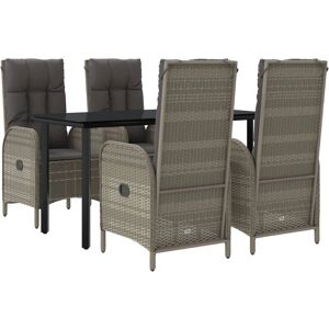 Set da Pranzo da Giardino Maisonchic 5 pz Nero e Grigio - Arredamento Esterno Set da Pranzo da Giardino Maisonchic 5 pz Nero e Grigio - Arredamento Esterno