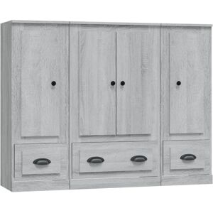 VIDAXL Gray Sonoma 3-Piece Tall Sideboard - Sideboard VIDAXL Gray Sonoma 3-Piece Tall Sideboard - Sideboard