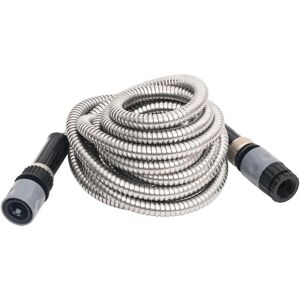 vidaXL 30 m Stainless Steel Garden Hose with Spray Nozzle - Garden Hose vidaXL 30 m Stainless Steel Garden Hose with Spray Nozzle - Garden Hose