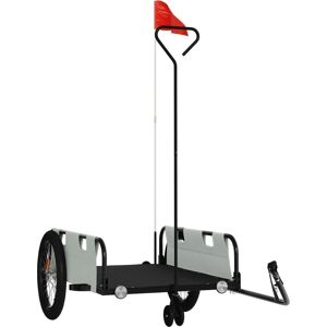 vidaXL Bicycle Trailer - Gray and Black Oxford Fabric and Iron - Bicycle Trailer vidaXL Bicycle Trailer - Gray and Black Oxford Fabric and Iron - Bicycle Trailer