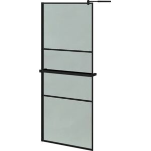 vidaXL Black 90x195cm Walk-in Shower Wall Bath Enclosure with Shelf ESG Glass vidaXL Black 90x195cm Walk-in Shower Wall Bath Enclosure with Shelf ESG Glass