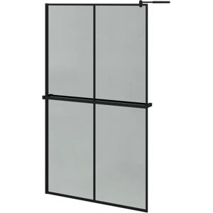 vidaXL Black 118x190 cm Walk-in Shower Wall Enclosure with Shelf - Shower Wall vidaXL Black 118x190 cm Walk-in Shower Wall Enclosure with Shelf - Shower Wall