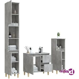 vidaXL Bathroom Cabinet Set Concrete Grey - Bathroom Cabinet Set vidaXL Bathroom Cabinet Set Concrete Grey - Bathroom Cabinet Set