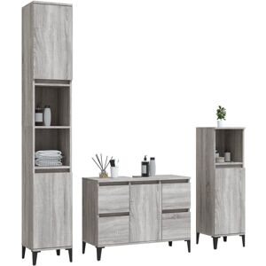 vidaXL Grey Sonoma Bathroom Furniture Set - Bathroom Furniture Set vidaXL Grey Sonoma Bathroom Furniture Set - Bathroom Furniture Set
