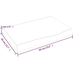 vidaXL Solid Wood Bathroom Vanity Top - Unfinished Oak, 60x40x6cm vidaXL Solid Wood Bathroom Vanity Top - Unfinished Oak, 60x40x6cm