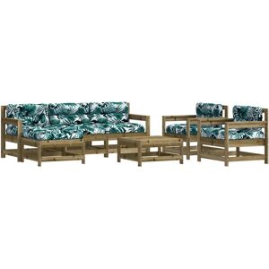 vidaXL Σετ κήπου 7 τμχ με μαξιλάρια Καφέ vidaXL Σετ κήπου 7 τμχ με μαξιλάρια Καφέ