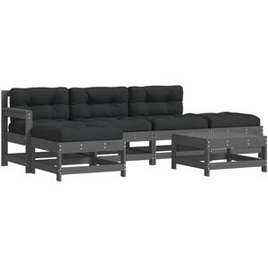 vidaXL 6-Tlg. Garten-Lounge-Set Mit Kissen - Grau vidaXL 6-Tlg. Garten-Lounge-Set Mit Kissen - Grau