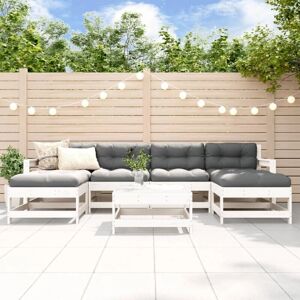 vidaXL White Pine Garden Lounge Set 7-Piece Modular Outdoor Sofa vidaXL White Pine Garden Lounge Set 7-Piece Modular Outdoor Sofa