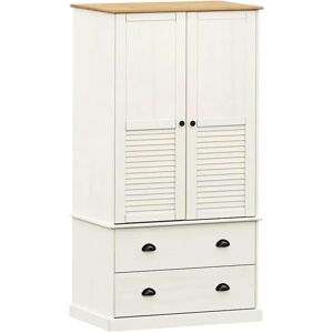 vidaXL VIGO White Wardrobe - Solid Pine Wood Storage vidaXL VIGO White Wardrobe - Solid Pine Wood Storage