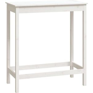 vidaXL White 100x50x110 cm Solid Pine Wood Bar Table - Kitchen & Dining vidaXL White 100x50x110 cm Solid Pine Wood Bar Table - Kitchen & Dining