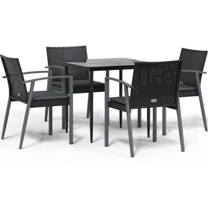 Vida XL Tuin Eetset met Kussens - Zwart Vida XL Tuin Eetset met Kussens - Zwart
