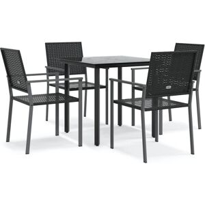 Maisonchic - Juego de comedor para jardín 5 piezas ratán sintético y acero vidaXL - Negro Maisonchic - Juego de comedor para jardín 5 piezas ratán sintético y acero vidaXL - Negro