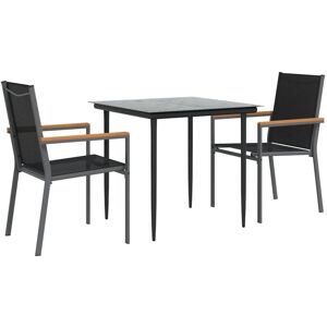 vidaXL Garden Dining Set - Steel & Textilene - Black vidaXL Garden Dining Set - Steel & Textilene - Black