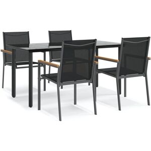 vidaXL Garden Dining Set - Black - 5-Piece Table and Chairs vidaXL Garden Dining Set - Black - 5-Piece Table and Chairs
