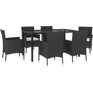 Conjunto de Comedor de Jardín Maisonchic - 6 Piezas con Cojines - Negro Conjunto de Comedor de Jardín Maisonchic - 6 Piezas con Cojines - Negro