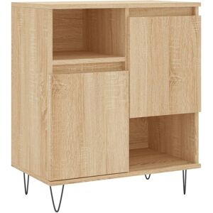 vidaXL Sonoma Oak White High Gloss Sideboard - Storage Cabinet vidaXL Sonoma Oak White High Gloss Sideboard - Storage Cabinet