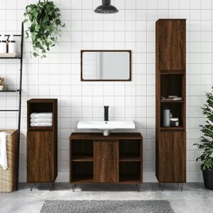 vidaXL Bathroom Cabinet Brown Oak - Engineered Wood Storage vidaXL Bathroom Cabinet Brown Oak - Engineered Wood Storage