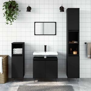 vidaXL Bathroom Cabinet Black 58x33x60 cm Engineered Wood - Bathroom Furniture vidaXL Bathroom Cabinet Black 58x33x60 cm Engineered Wood - Bathroom Furniture