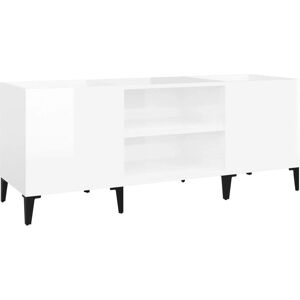vidaXL Record Cabinet High Gloss White - Vinyl Storage - 121x38x48 cm vidaXL Record Cabinet High Gloss White - Vinyl Storage - 121x38x48 cm