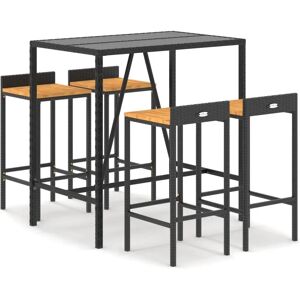 vidaXL Garden Bar Set - Black, 110 cm Table, 5 Pieces vidaXL Garden Bar Set - Black, 110 cm Table, 5 Pieces