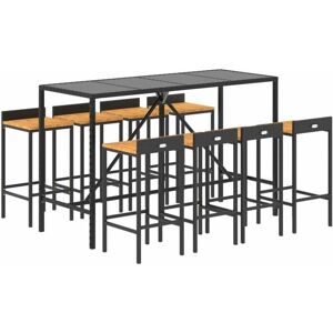vidaXL Garden Bar Set Black Poly Rattan & Solid Wood vidaXL Garden Bar Set Black Poly Rattan & Solid Wood