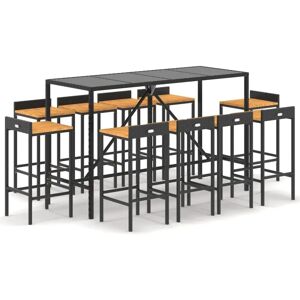 vidaXL Black Garden Bar Set 180cm Table & 11 Chairs vidaXL Black Garden Bar Set 180cm Table & 11 Chairs