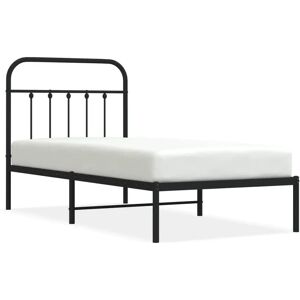 vidaXL Bed Frame - 90x190cm Black Steel with Headboard vidaXL Bed Frame - 90x190cm Black Steel with Headboard
