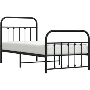 vidaXL Metal Bed Frame Black 90x190 cm - Bed, Frame, Headboard, Footboard vidaXL Metal Bed Frame Black 90x190 cm - Bed, Frame, Headboard, Footboard