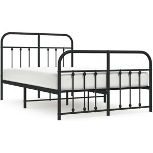 vidaXL Metal Bed Frame with Footboard - Bed Base for 120x190 cm Mattress vidaXL Metal Bed Frame with Footboard - Bed Base for 120x190 cm Mattress