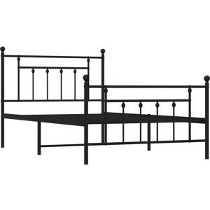 vidaXL Metal Bed Frame Black - 107x203 cm - Bed with Headboard & Footboard vidaXL Metal Bed Frame Black - 107x203 cm - Bed with Headboard & Footboard