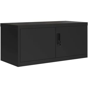 vidaXL Schwarzer Stahl Aktenschrank 90x40x40cm - Büroaufbewahrung vidaXL Schwarzer Stahl Aktenschrank 90x40x40cm - Büroaufbewahrung