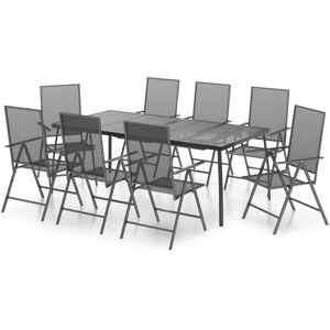 vidaXL 9 Piece Garden Dining Set Anthracite Steel - Garden Dining Set vidaXL 9 Piece Garden Dining Set Anthracite Steel - Garden Dining Set