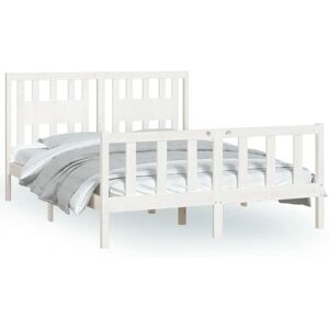 Cadru de pat alb 140x200cm vidaXL - Lemn de pin masiv Cadru de pat alb 140x200cm vidaXL - Lemn de pin masiv