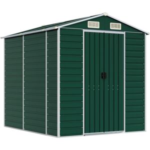 vidaXL Garden Shed Green 191x215x198 cm Galvanised Steel - Garden Shed vidaXL Garden Shed Green 191x215x198 cm Galvanised Steel - Garden Shed