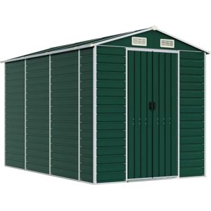 vidaXL Garden Shed Green 191x300x198 cm Galvanised Steel - Garden Shed vidaXL Garden Shed Green 191x300x198 cm Galvanised Steel - Garden Shed