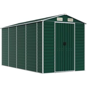 vidaXL Garden Shed 191x385x198 cm Galvanised Steel - Garden Shed vidaXL Garden Shed 191x385x198 cm Galvanised Steel - Garden Shed