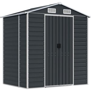 vidaXL Garden Shed Anthracite 191x130x198 cm Galvanised Steel - Garden Shed vidaXL Garden Shed Anthracite 191x130x198 cm Galvanised Steel - Garden Shed