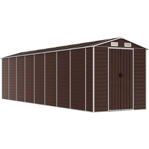 vidaXL Garden Shed Brown 191x725x198 cm Galvanised Steel - Garden Shed vidaXL Garden Shed Brown 191x725x198 cm Galvanised Steel - Garden Shed