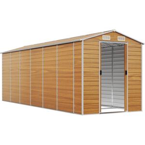 vidaXL Garden Shed Light Brown 191x555x198 cm Galvanised Steel - Garden shed vidaXL Garden Shed Light Brown 191x555x198 cm Galvanised Steel - Garden shed