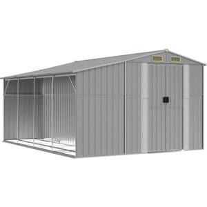 vidaXL Garden Shed Grey 277x365.5x179 cm Galvanised Steel - Garden Shed vidaXL Garden Shed Grey 277x365.5x179 cm Galvanised Steel - Garden Shed