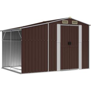 vidaXL Garden Shed Brown 277x192.5x179 cm Galvanised Steel - Garden Shed vidaXL Garden Shed Brown 277x192.5x179 cm Galvanised Steel - Garden Shed