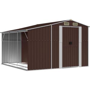 vidaXL Garden Shed Metal Storage - Garden Shed - Steel, Brown, 277x279x179 cm vidaXL Garden Shed Metal Storage - Garden Shed - Steel, Brown, 277x279x179 cm